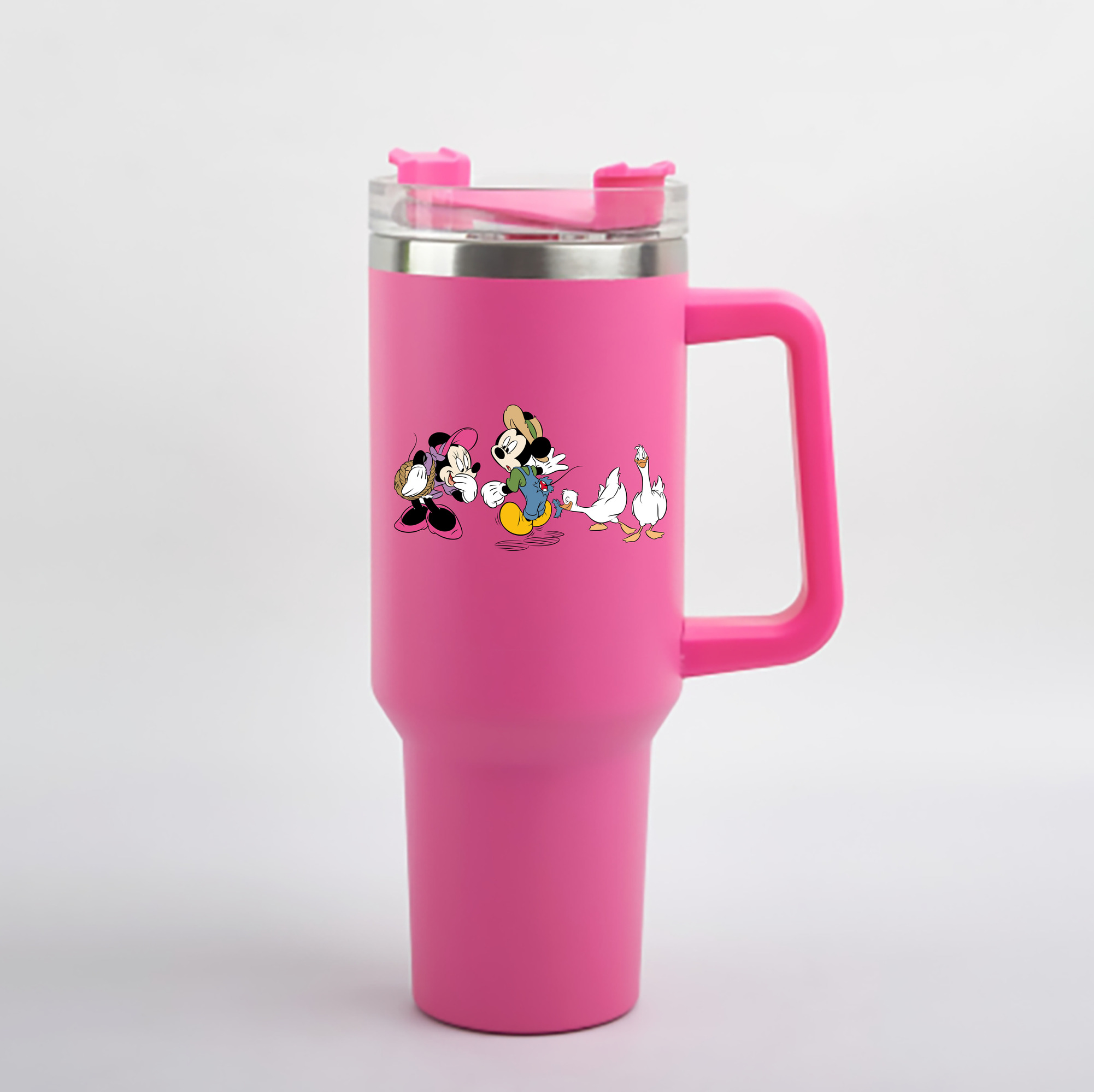 （画像用） ミッキーマウス Mickey Mouse 1200mL車用タンブラー - クリスタルステッカー（プラスチックストロー付き）